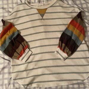 Striped long sleeve First Love sweater! Size L fits like an XL